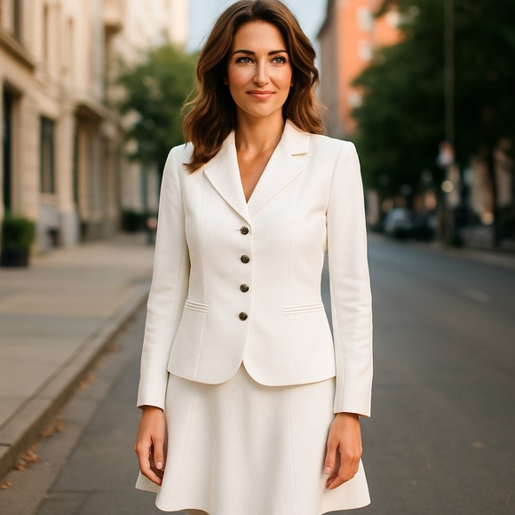 shelby rose Jackets & Blazers - NWT Shelby Rose New York True Red 2PCs Suit Set Blazer Skirt SZ-6 White